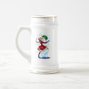 Weihnachtsbierstein Snowman und Girl Dance Bierglas