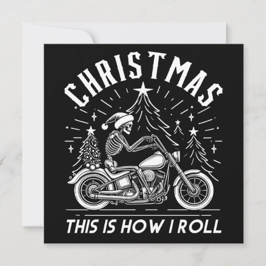 Weihnachtsbiker So rolle ich Feiertagskarte (Vorderseite)