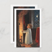 Weihnachtsbild, das einen Kamin darstellt, Strümpf Einladung (Vorne/Hinten)