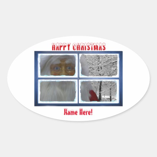Weihnachtsbild für Oval-Stickers-Glossy Ovaler Aufkleber (Vorderseite)