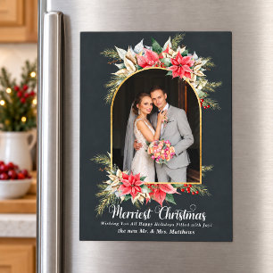 Weihnachtsbild mit Poinsettie und Holzkohle für Ne Magneteinladung