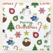 Weihnachtsbild Mix Lg Muster Glasuntersetzer (Vorderseite)