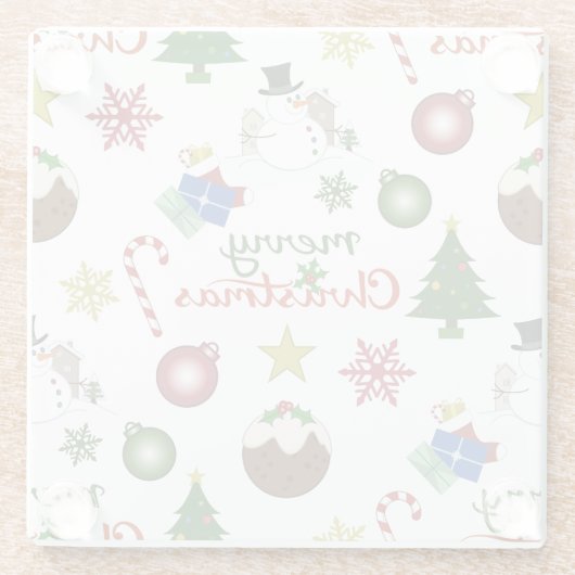 Weihnachtsbild Mix Lg Muster Glasuntersetzer (Rückseite)