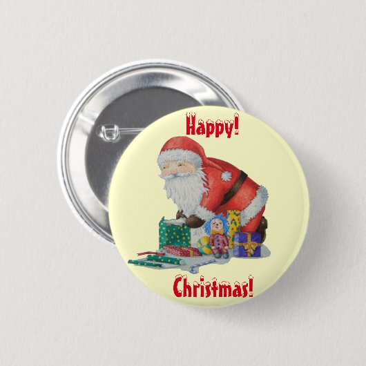 Weihnachtsbild niedlich Santa Button (Vorne & Hinten)