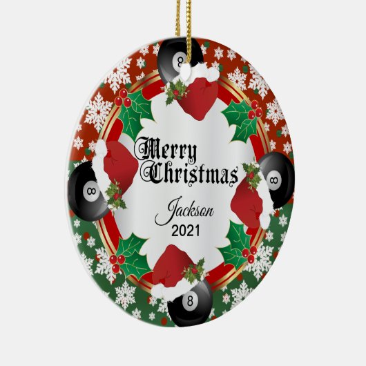Weihnachtsbilliarddesign Keramik Ornament (Rechts)