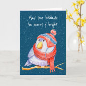 Weihnachtsbird in Blauer Snowflakes Karte (Gelbe Blume)