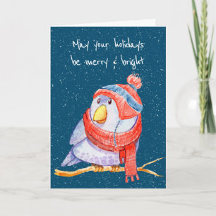 Weihnachtsbird in Blauer Snowflakes Karte