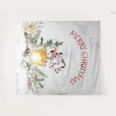 Weihnachtsbird in schneebedeckten Wäldern frohe We Wandteppich (Vorderseite (Horizontal))