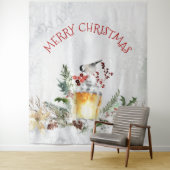 Weihnachtsbird in schneebedeckten Wäldern frohe We Wandteppich (Beispiel)