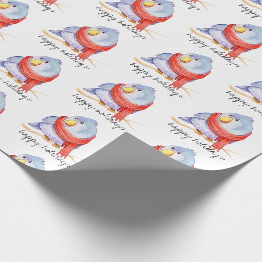Weihnachtsbird mit Scarf Geschenkpapier (Ecke)