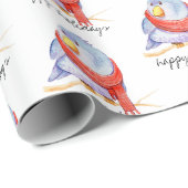 Weihnachtsbird mit Scarf Geschenkpapier (Rolleneckpunkt)