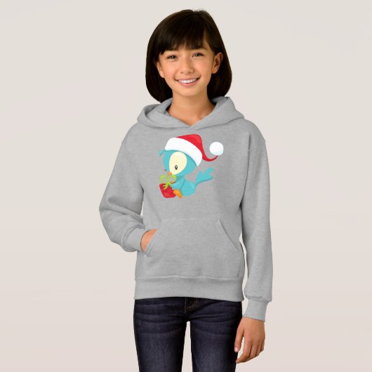 Weihnachtsbird, Niedlicher Vogel, Weihnachtsmannmü Hoodie (Vorne ganz)