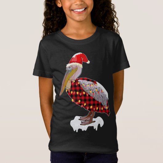 Weihnachtsbird Pelican Weihnachtsmannmütze Kostüm T-Shirt (Vorderseite)
