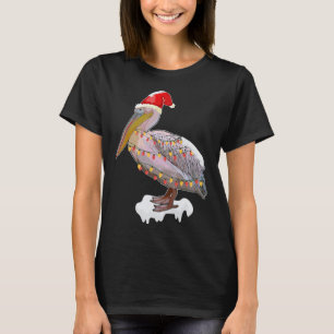 Weihnachtsbird Pelican Weihnachtsmannmütze Kostüm T-Shirt