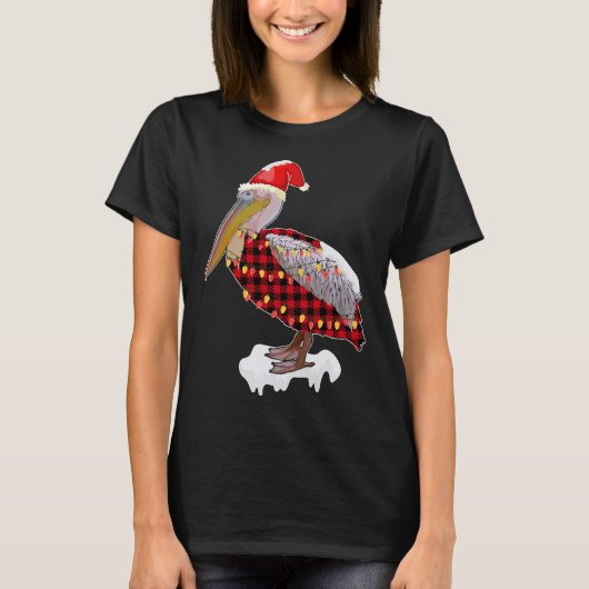 Weihnachtsbird Pelican Weihnachtsmannmütze Kostüm T-Shirt (Vorderseite)