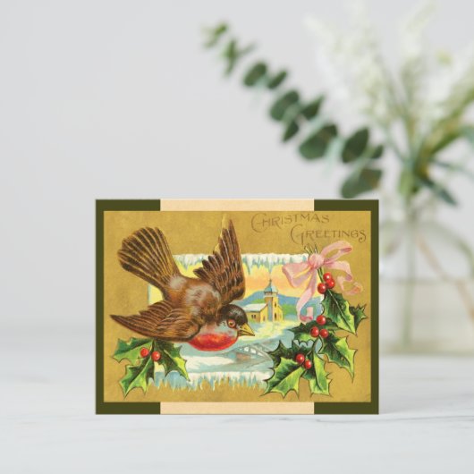 Weihnachtsbird Postkarte (Stehend Vorderseite)