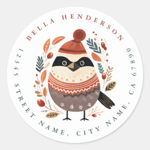 Weihnachtsbird-Round-Stickers Runder Aufkleber