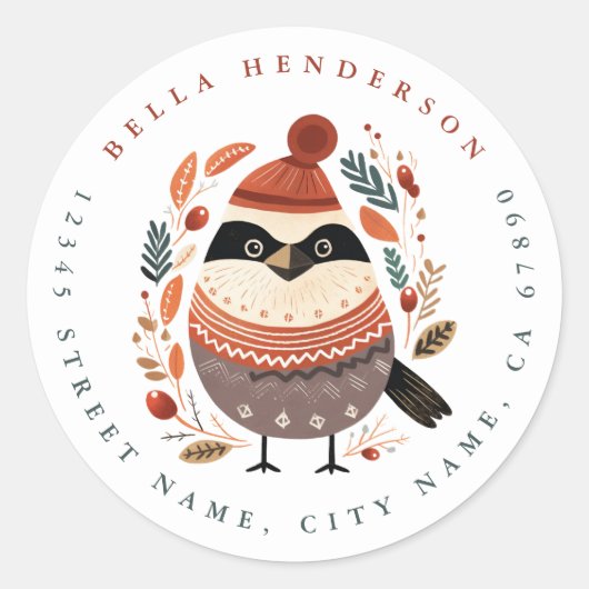 Weihnachtsbird-Round-Stickers Runder Aufkleber (Vorderseite)