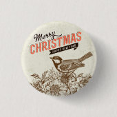 Weihnachtsbird und Blume Button (Vorderseite)