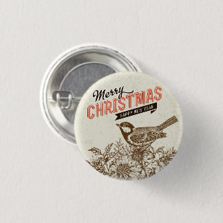 Weihnachtsbird und Blume Button