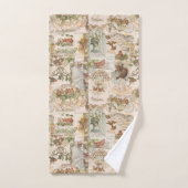 Weihnachtsbird und Blume Ephemera Badhandtuch Set (Handtuch)