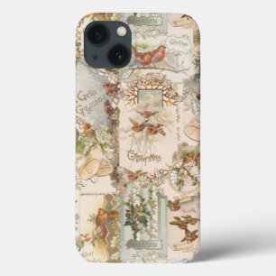 Weihnachtsbird und Blume Ephemera Case-Mate iPhone Hülle