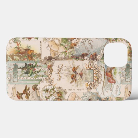 Weihnachtsbird und Blume Ephemera Case-Mate iPhone Hülle (Rückseite (Horizontal))