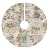 Weihnachtsbird und Blume Ephemera Polyester Weihnachtsbaumdecke (Vorderseite)