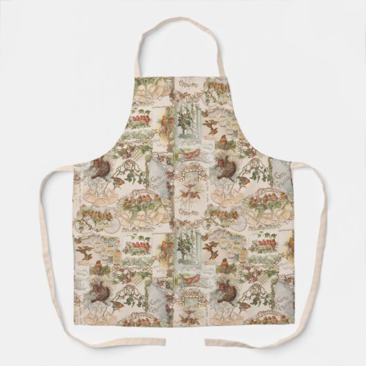 Weihnachtsbird und Blume Ephemera Schürze (Vorderseite)