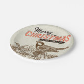 Weihnachtsbird und Blume Pappteller (Schrägansicht)