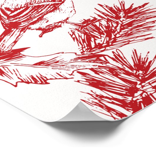 Weihnachtsbird und Pine Poster (Ecke)