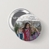 Weihnachtsbirne auf einem Schnur-frohe Button (Vorne & Hinten)