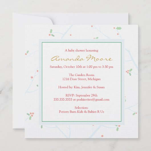 Weihnachtsbirnen-Kinderwagen-Duschen-Einladung Einladung (Rückseite)