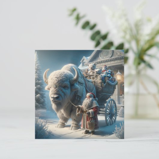 Weihnachtsbison Buffalo Weihnachtskarte Feiertagskarte (Stehend Vorderseite)