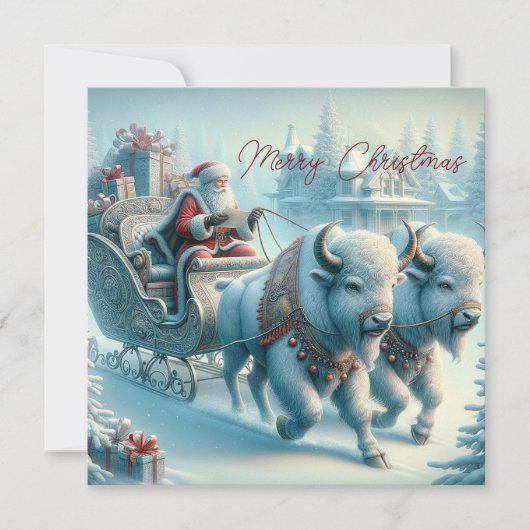 Weihnachtsbison Buffalo Weihnachtskarte Feiertagskarte (Vorderseite)