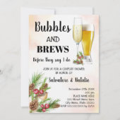 Weihnachtsblase & Brews Paare Dusche Einladung (Vorderseite)