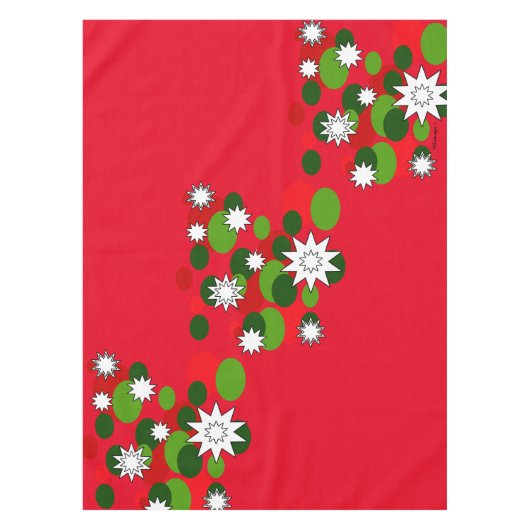 Weihnachtsblasen-und -stern-Rot-Tischdecke Tischdecke (Vorderseite)