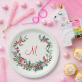 Weihnachtsblatt, Heilige, Kardinal-Vogel Monogramm Pappteller (Party)