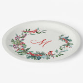 Weihnachtsblatt, Heilige, Kardinal-Vogel Monogramm Pappteller (Schrägansicht)
