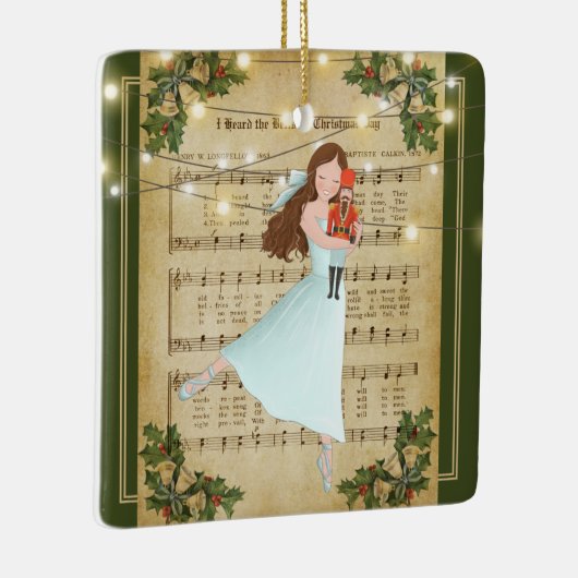 Weihnachtsblatt Music Nutcracker Ballet Keramikornament (Rechts)