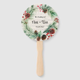 Weihnachtsblatt Music Red Berry Wreath Wedding Fächer