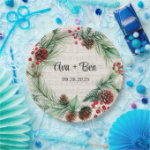 Weihnachtsblatt Music Red Berry Wreath Wedding Pappteller (Party)