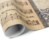 Weihnachtsblatt Musik Hark the Herald AngelsBeige Geschenkpapier (Rolleneckpunkt)