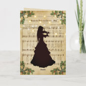 Weihnachtsblatt Musik Mädchen und Geige Feiertagskarte (Rückseite)