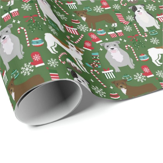 Weihnachtsblatt Pitbuli Geschenkpapier (Rolleneckpunkt)