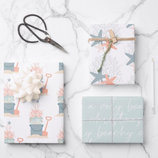 Weihnachtsblätter am Meer Geschenkpapier Set (Vorderseite)
