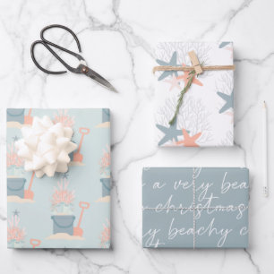 Weihnachtsblätter am Meer Geschenkpapier Set