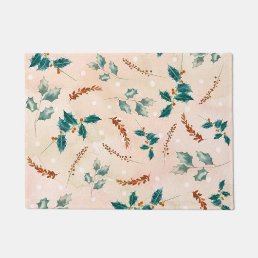 Weihnachtsblätter Boho Muster Fußmatte (Vorderseite)