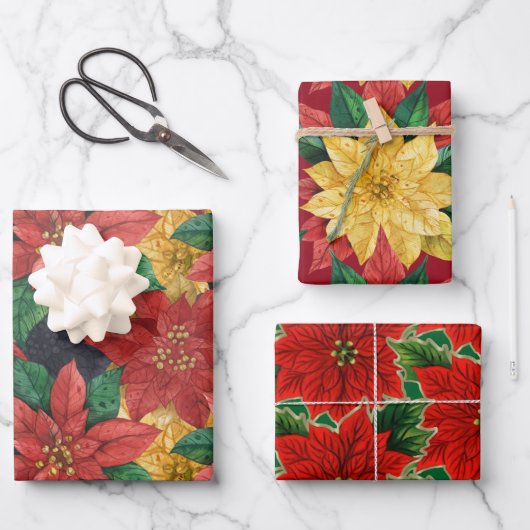 Weihnachtsblätter für Poinsettia Geschenkpapier Set (Vorderseite)