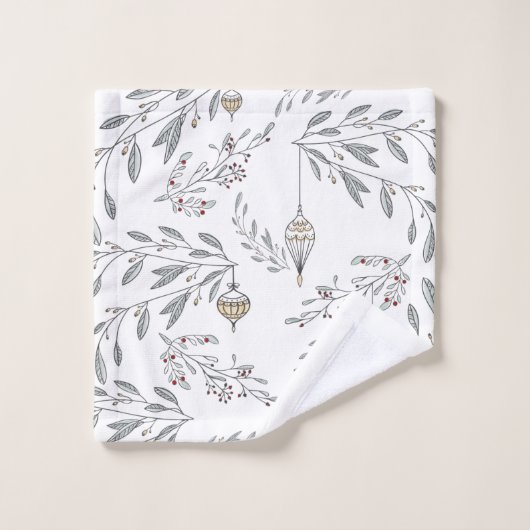 Weihnachtsblätter und Berries Badhandtuch Set (Waschlappen)